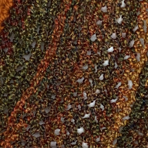 Winter Scarf Multicolor Open Knit Crochet Fringe 51”Long Fringe - Picture 7 of 7